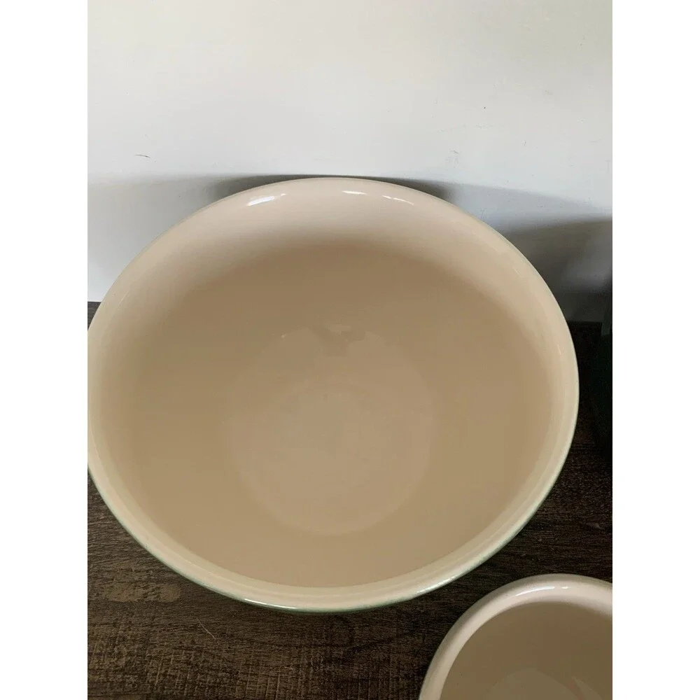 Emile Henry France Williams Sonoma 3 Pc Nesting Mixing Bowl Set Green Stoneware